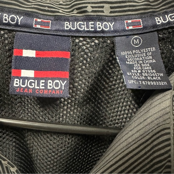 Y2K Bugle Boy Geometric Button Up Zip Pocket Vented Long Sleeve Shirt Mens M - Picture 8 of 9